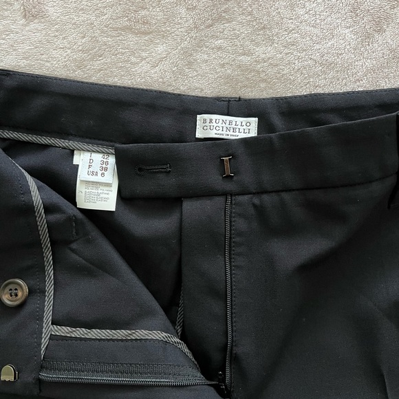 brunello cucinelli cuffed bottom monili trim women's pants trousers, size 4-6 - Picture 14 of 14